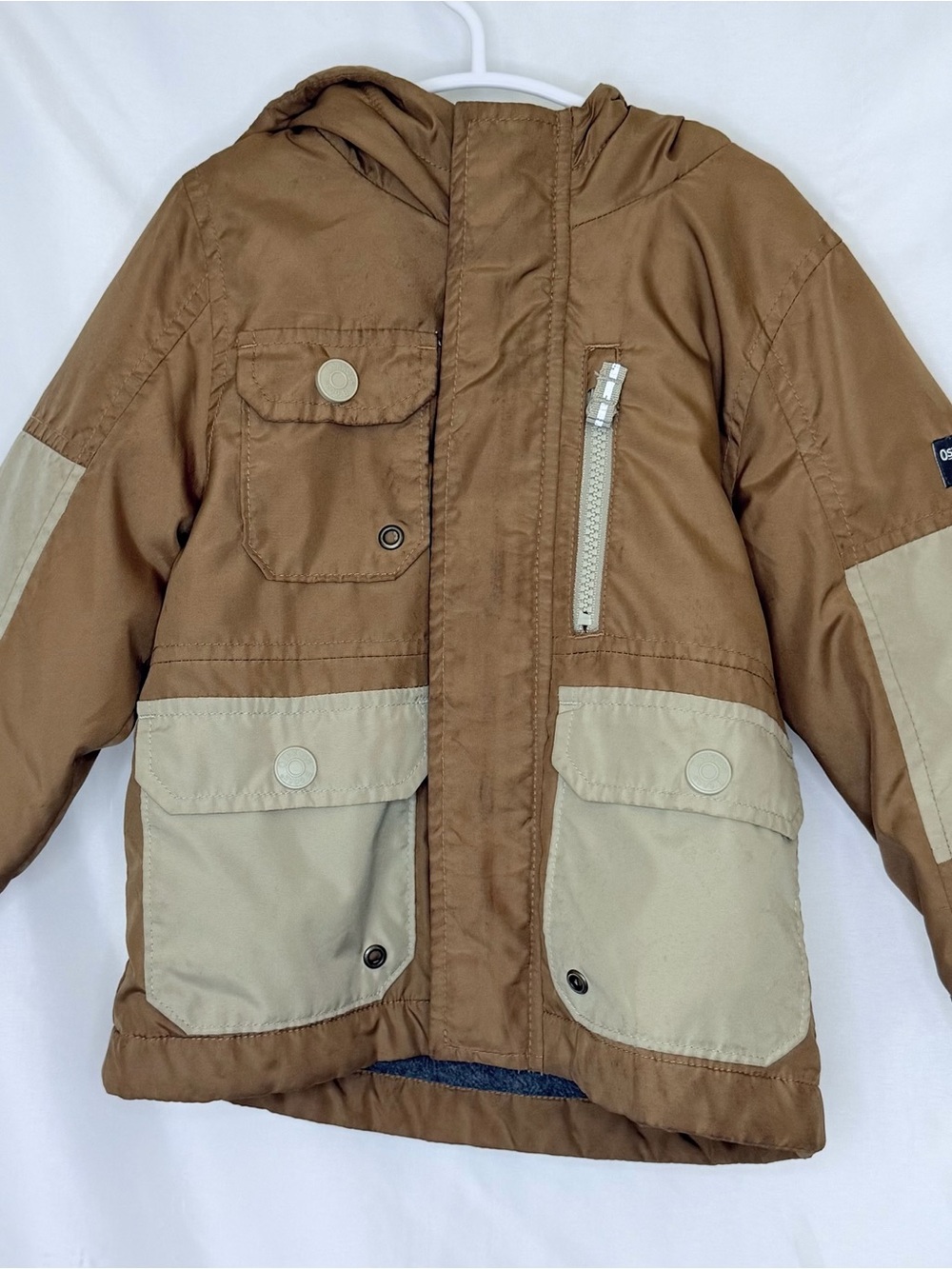 OshKosh B'gosh Brown and Tan Hooded Kids Jacket